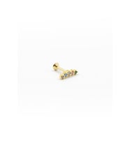 Gold Renkli Zirkon Taşlı Tragus Helix Piercing - Anti Alerjik, Kararma Yapmaz