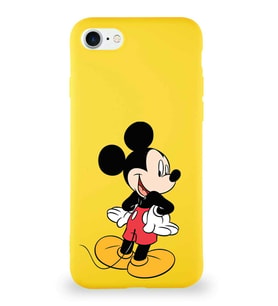 Apple iPhone 7 Soft Premier Kapak Mickey Mouse-D Tasarımlı Silikon Kılıf - Sarı (Şeffaf)