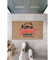 Dekoratif Dijital Home Sweet Home Ev Bej Kapı Paspası Dış Mekan Paspas (Krem)
