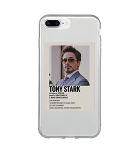 Iphone 7 Plus / 8 Plus Uyumlu Tony Stark Robert Downey JR. Desenli Şeffaf Telefon Kılıfı