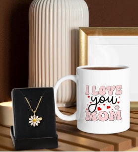 BK Gift Anneler Günü Tasarımlı Beyaz Kupa ve Papatya Kolye Hediye Seti, Anneler Günü Hediyeleri, Anneye Hediye-2