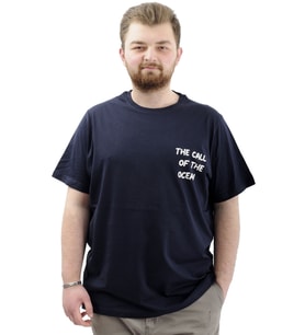 Mode XL Büyük Beden Erkek Tişört Baskılı Pamuklu Bisiklet Yaka T-Shirt TOUCH U24067 Lacivert