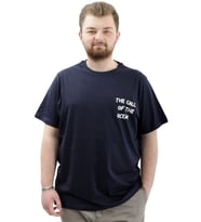 Mode XL Büyük Beden Erkek Tişört Baskılı Pamuklu Bisiklet Yaka T-Shirt TOUCH U24067 Lacivert
