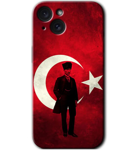 İphone 15 Plus Kılıf HD Desen Baskılı Kılıf - Atatürk Bayrak