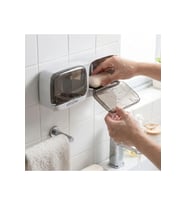 Duvara Monte İkili Kapaklı Plastik Katı Sabunluk Organizer – Banyo &Amp; Mu