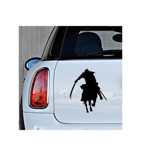 Kılıç Ve At Ile Savaş Cenk Eden Asker Sticker 20cm Sİyah Renk