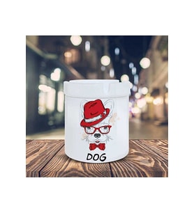 Kırmızı Şapkalı Köpek Baskılı Küllük Seramik Kül Tablası