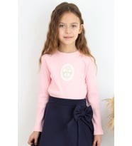 Breeze Kız Çocuk Uzun Kollu Tişört Vintage Dantel Fiyonk Aplikeli 5-10 Yaş, Pembe
