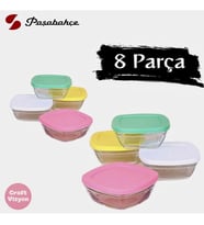 Pudding Silikon Kapaklı Cam Saklama Kabı, 8'li Set, Kahvaltılık, 310cc