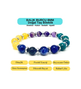 Sertifikalı Balık Burcu 8mm  Doğal Taş Bileklik