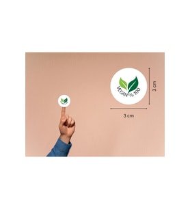 Beyaz Vegan Yeşil Gıda Etiketleri Alerjen Yuvarlak Mat Sticker 3 Cm (95 Adet)
