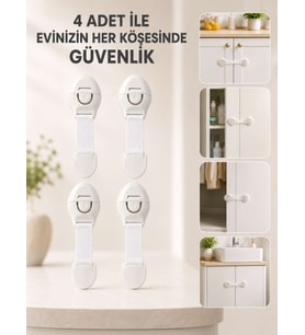 4 Adet Çok Amaçlı Çocuk Güvenlik Kilidi Dolap, Çekmece ve Gardırop İçin