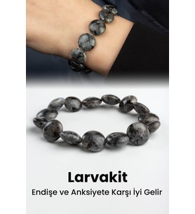 Larvakit Doğal Taş Yassı Daire Kesim 12mm Bileklik