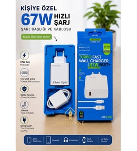 Kalemhane 67W Turbo Hızlı Şarj Başlığı Çıkış Typ-c - Usb Giriş ve Kablo 3.4A 1m