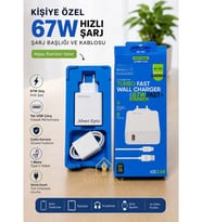 Kalemhane 67W Turbo Hızlı Şarj Başlığı Çıkış Typ-c - Usb Giriş ve Kablo 3.4A 1m