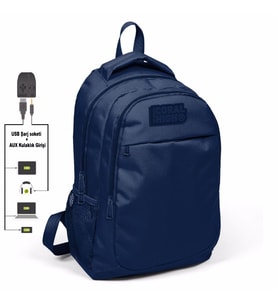 Coral High Lacivert İlk ve Ortaokul Sırt Çantası - USB ve AUX Çıkışlı - Erkek