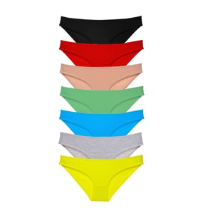 7 adet Süper Eko Set Likralı Kadın Slip Külot Çok Renkli