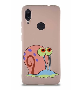 Xiaomi Redmi Note 7 Pro Soft Premier Kapak Salyangoz Gary Tasarımlı Silikon Kılıf - Pudra (Şeffaf)