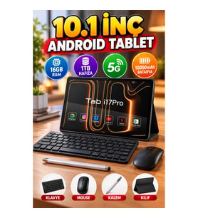 10.1 İnç Android Tablet Seti – 16GB RAM, 1TB Hafıza, 5G, 10000mAh, Klavye Mouse ve Kalem