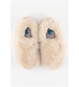 Hopfrög Furry Furry Kırık Beyaz Kürk Barefoot Patik (Hediye Seti) (Krem)