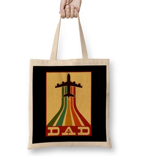 Retro Pilot Dad Vintage Airplane Aviation Father Bez Çanta Uzun Saplı