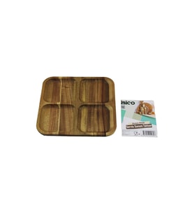 AKASYA KARE 4 BÖLMELİ AHŞAP SERVİS SUNUM TEPSİ - TAHTASI 20 X 1.4CM (5680)
