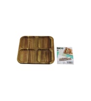 AKASYA KARE 4 BÖLMELİ AHŞAP SERVİS SUNUM TEPSİ - TAHTASI 20 X 1.4CM (5680)