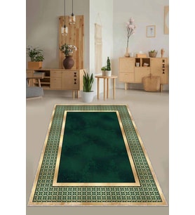 Yeşil Çerçeveli Kaymaz Taban Makinede Yıkanabilir Halı AR730 - 100 x 160 cm