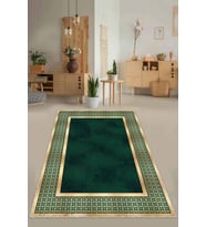 Yeşil Çerçeveli Kaymaz Taban Makinede Yıkanabilir Halı AR730 - 100 x 160 cm