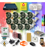 11 Kameralı Set - Gece Renkli Gösteren Hareket Algılayan 5 Mp Sony Lensli 1080p Full Hd Güvenlik Kamerası Seti 3908w