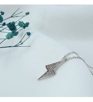 Taşlı Şimşek Kolye (Rose - Gold)
