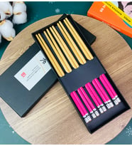 Pembe Desenli Chopstick 5'li Set