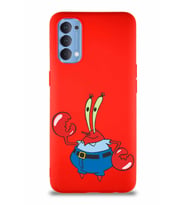 Oppo Reno 4 Soft Premier Kapak Bay Yengeç Tasarımlı Silikon Kılıf - Kırmızı (Şeffaf)