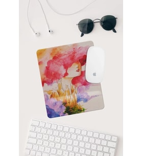 Renkli Çizimli Bilek Destekli Dikdörtgen Mouse Pad Mouse Altlığı.