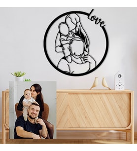 Kişiye Özel Fotoğraf Ciziminden Love Temalı Dekoratif Tablo (1,2 Veya 3 Kişilik Fotoğraf)