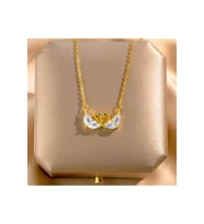 Zirkon Taşlı Kalp Kanatlı Kadın Kolye – Gold Renk Paslanmaz Çelik, 55 cm Işıltılı Tasarım (Gümüş)