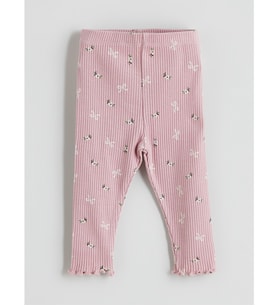 LCW baby Pembe Beli Lastikli Fiyonk Desenli Kız Bebek Tayt