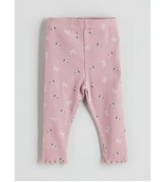LCW baby Pembe Beli Lastikli Fiyonk Desenli Kız Bebek Tayt