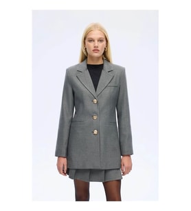 Quzu Kazayağı Desenlı Gri Kadın Blazer Ceket CKT01109