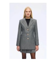 Quzu Kazayağı Desenlı Gri Kadın Blazer Ceket CKT01109