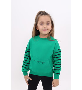 Toontoy Kız Çocuk Baskılı Sweatshirt (Çimen Yeşili)