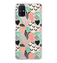 Samsung Galaxy M51 ile Uyumlu 1mm Kapak Memphis Desen Tasarımlı Şeffaf Silikon Kılıf