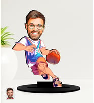 Kişiye Özel Basketbolcu    Karikatürlü  Mdf Biblo (Çok Renkli)