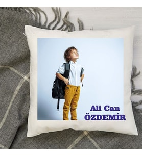 Kişiye Özel İsimli Fotoğraf Baskılı İpeksi Kadife Çocuk Odası Yastığı