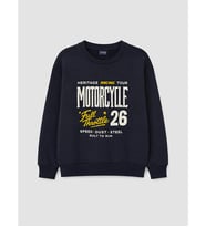 LC WAIKIKI Lacivert Baskılı Erkek Çocuk Sweatshirt