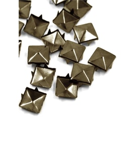 Süs Tırnaklı Antik Renk Çakma Kare Piramit 8 mm 20 Adet Metal Trok