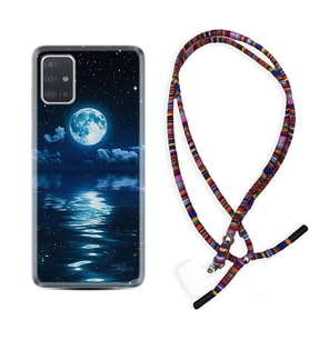 Samsung a71 A72 A73 A7 A9 2018 C7 C9 Kılıf Boyun Asklı Rasta Silikon Night Moon 1133
