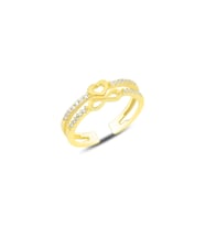 Gümüş altın yaldızlı zirkon taşlı kalp ve sonsuzluk modeli ayarlamalı yüzük SGTL12157GOLD (Rose)