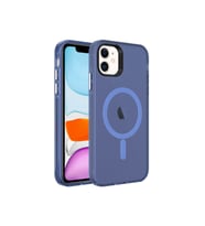 Apple iPhone 11 Uyumlu Kılıf Zore M-safe Şarj Özellikli Buzlu Transparan C-Pro Sert Kapak (Lacivert)