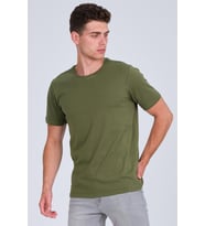 Explode - Erkek Bisiklet Yaka Basic T-shirt Haki